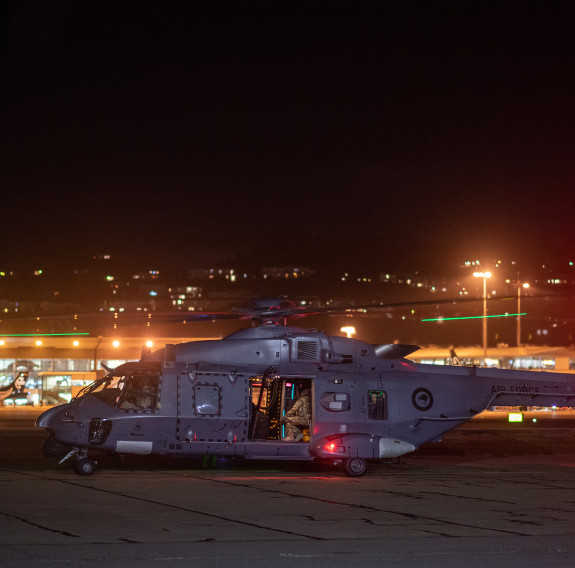 An NH90 helicopter at the ready