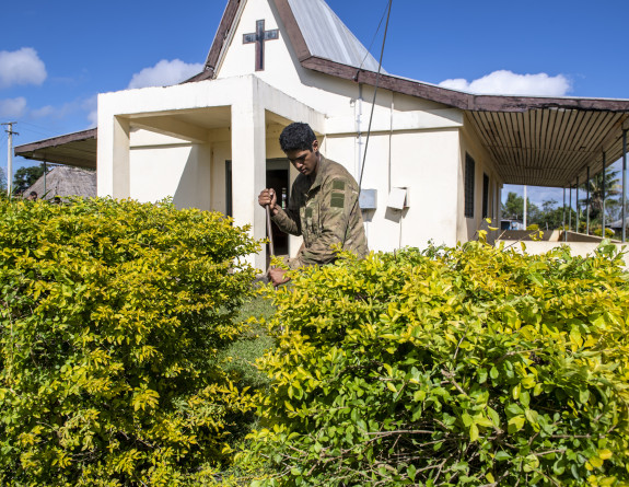 Clearing bushes and planting trees was also done around the Church.