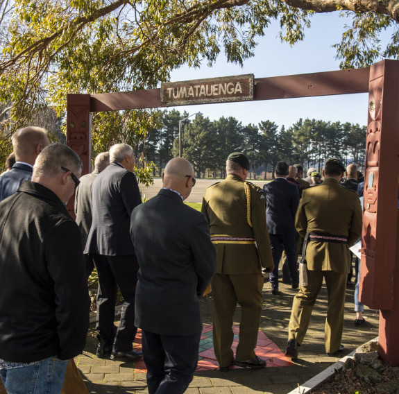 Whānau and dignitaries arrive to the ceremony at Linton Military Camp.