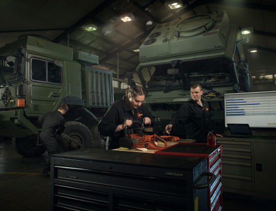 CPL Dale Gilbertson at work with his comrades at Burnham Military Camp