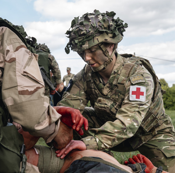Soldiers conduct medical training as a part of the five week training programme.