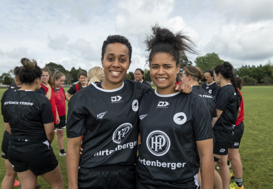 Second Lieutenant Jokaveti Waqanivalu (left) and Lance Corporal Mary Kanace (right) learnt they were distant cousins when their families were reunited ahead of their Army Basic Training course in 2015