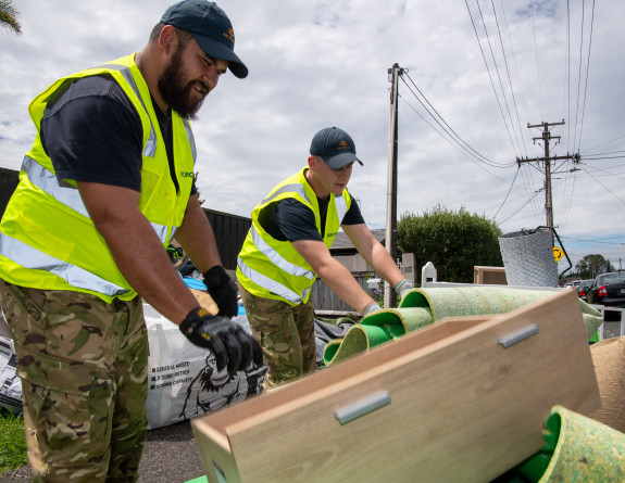 NZDF personnel are assisting Auckland civil defence and emergency authorities clean up from previous severe weather. 