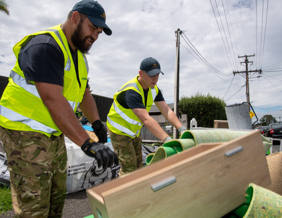 NZDF personnel are assisting Auckland civil defence and emergency authorities clean up from previous severe weather.