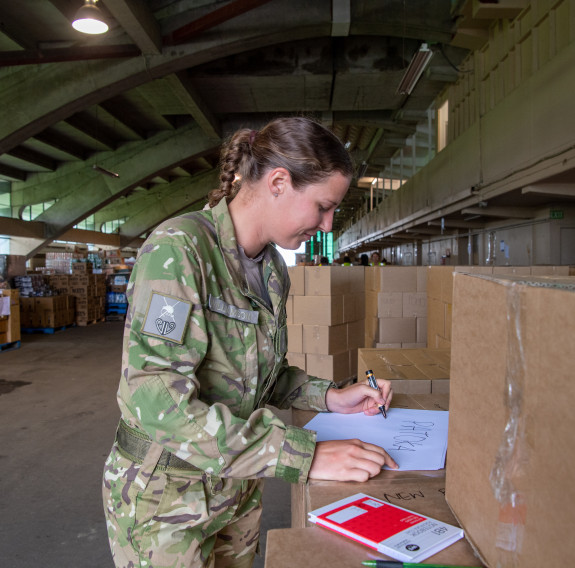 Lieutenant Zoe Williamson carries out duties at the Distribution Centre