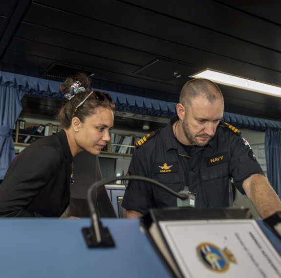 Ruby Tui was given a tour of the Base and spent time onboard HMNZS Aotearoa.
