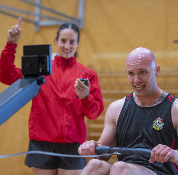 LCPL Snyman coaches during the 1Bde Fitness Challenge recently.