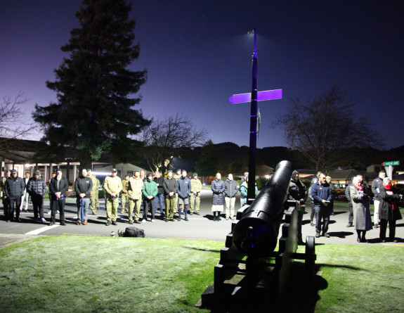 Unveiling of a waharoa at Trentham Military Camp on the eve of the Matariki holiday.