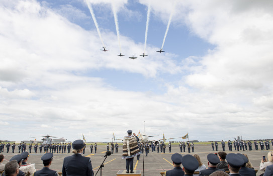 A Royal New Zealand Air Force flypast as part of the Chief of Air Force Change of Command ceremony. 