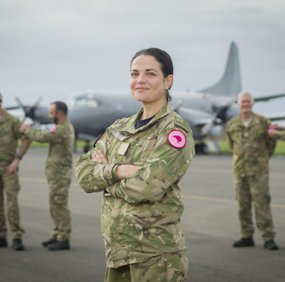 AC Yolandi Cook with some of her colleagues who have supported her Kiwi patch initiative. 