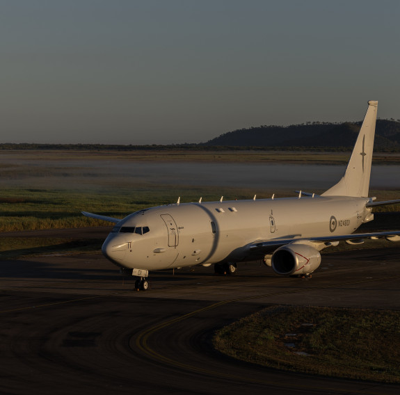 A P-8A Poseidon on the runway. 