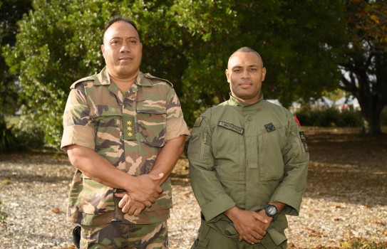 Captain Mikaele Feao of His Majesty’s Armed Forces of Tonga and Lance Corporal Timothy MacPherson of the Republic of Fiji Military Forces. 