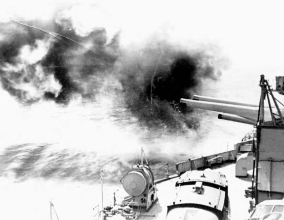 Achilles firing on Graf Spee Page 01