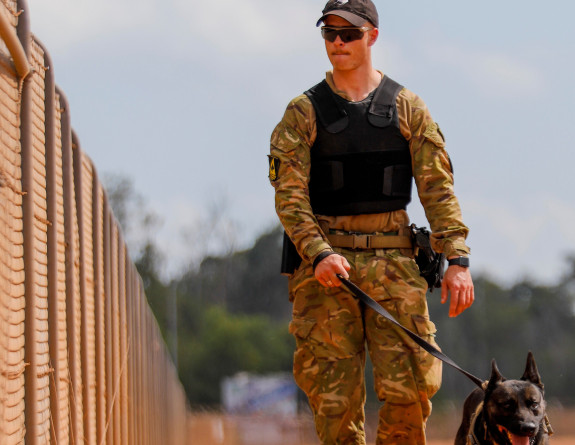 RNZAF Military working dog provide air base security during Exercise Pitch Black