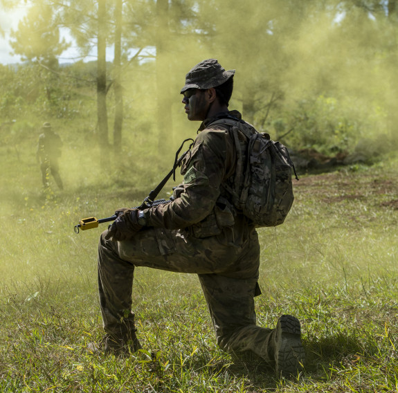 Navigating the terrain in the Fijian jungle is a challenging task for the Officer Cadets as it’s a part of close-country training they are not used to