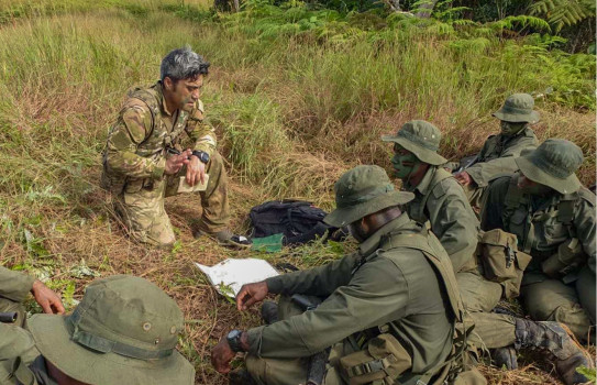 Corporal Taunoa instructs RFMF recruits during the Basic Recruit Course (Photo credit: RFMF media)