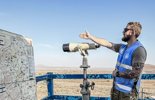 Peacekeeper with binoculars 