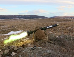 an An FGM-148 Javelin is fired during a New Zealand Army exercise in the Tekapo Military Training Area.