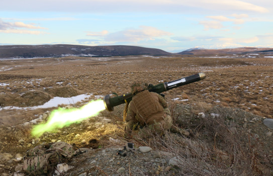an An FGM-148 Javelin is fired during a New Zealand Army exercise in the Tekapo Military Training Area.