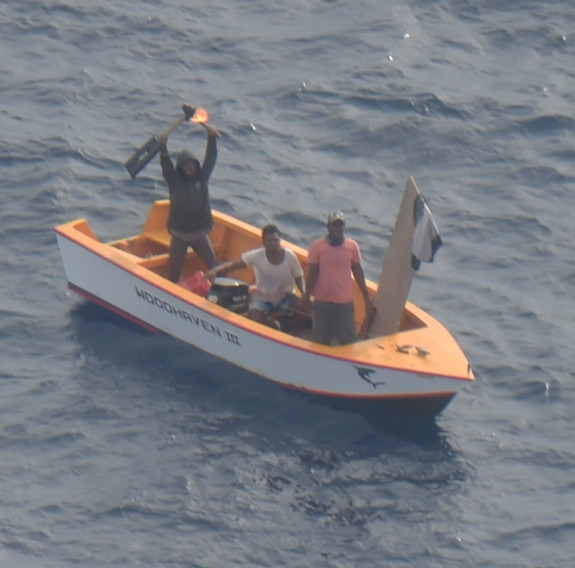 Photos of the two Kiribati fishing boats and their crew after they were found by crew of the RNZAF Orion in May 2022