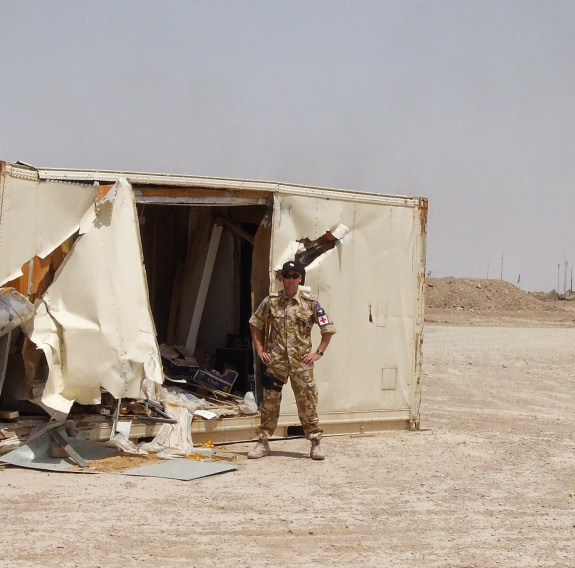 Maj Hall damage after a rocket attack