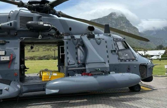 A Royal New Zealand Air Force NH90 helicopter en route to RNZAF Base Ohakea after a long deployment to Australia and Papua New Guinea
