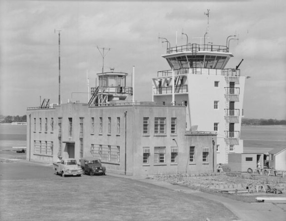 A black and white historical image of a watch tower in Base Auckland