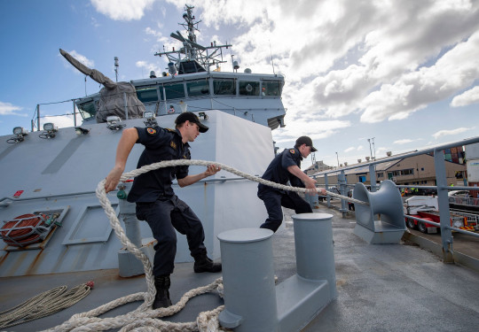 HMNZS Wellington prepare to depart Suva ahead of patrols as part of Operation Island Chief