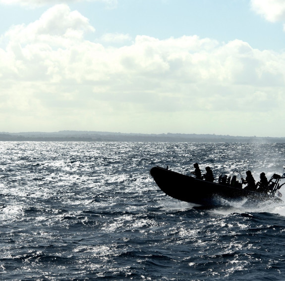 A RHIB allows Navy and fisheries officers to board ships of interest as the Royal New Zealand Navy takes part in fisheries patrols in the Pacific Ocean