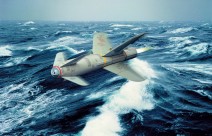 Missile flying above the water