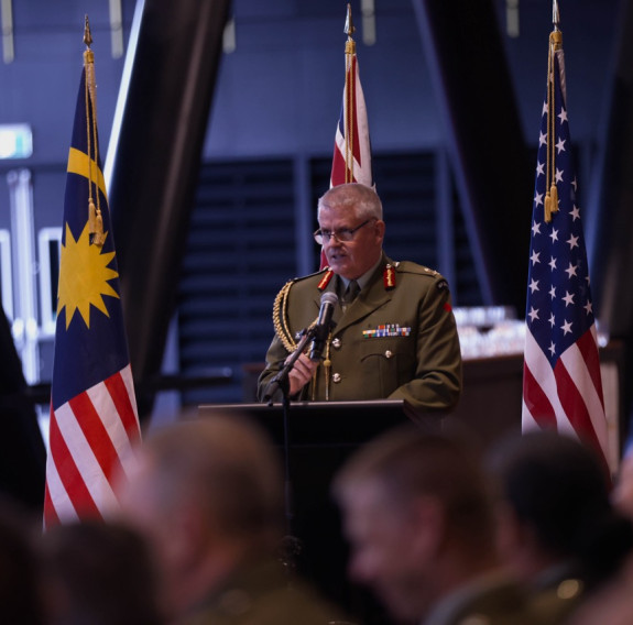 Chief of Army, Major General John Boswell addressing senior army and military leaders in Wellington