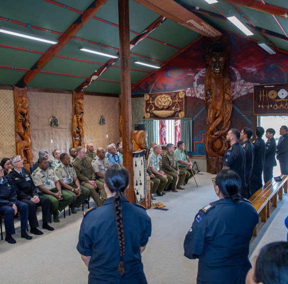 Chaplains inside the Te Taua Moana Marae during the forum.