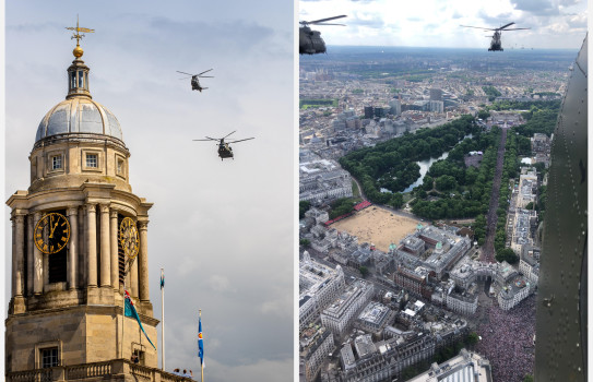 RNZAF helicopter pilot Flight Lieutenant James Patrick has taken part in a 70 aircraft-strong flypast above London thanks to an exchange programme with the RAF.