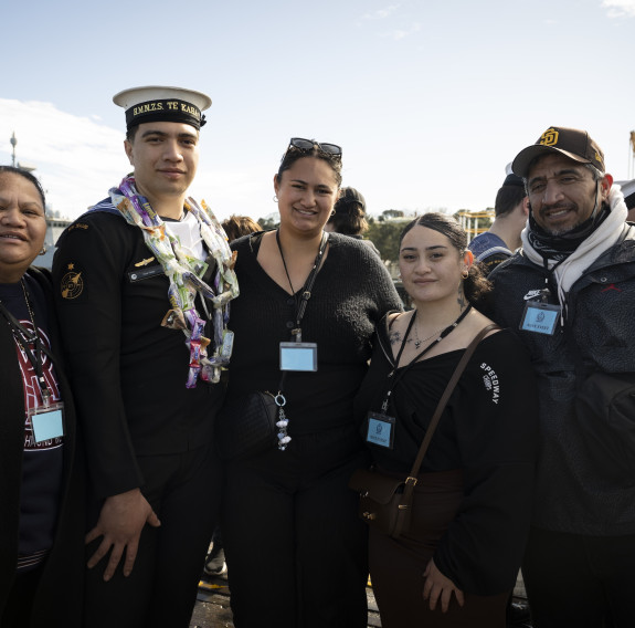 Sailors reunite with their family and friends.
