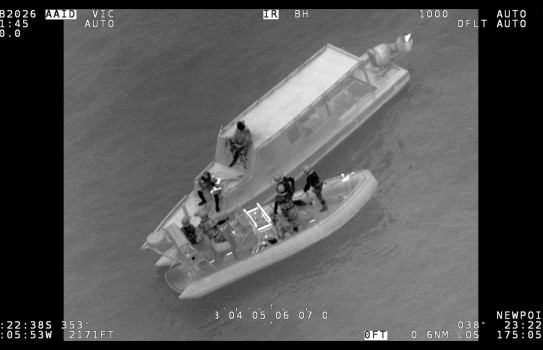 Photos taken from a Royal New Zealand Air Force P-8A Poseidon while the aircraft maintained overwatch during the rescue operation last night by HMNZS Canterbury.