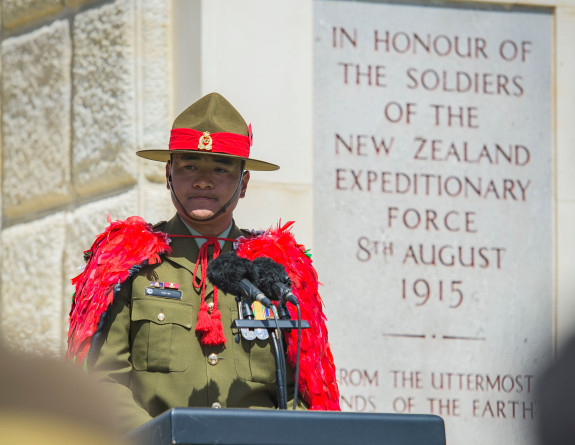 Corporal Nori Lee giving his speech at the New Zealand Memorial Service in Chunuk Bair, Gallipoli.